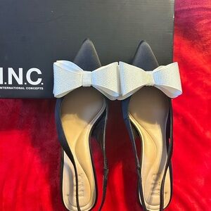 INC International Concepts Black and White Bow Heels